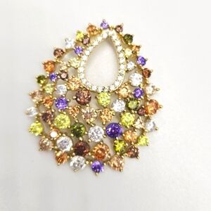 Gold over sterling & colored CZ pendant